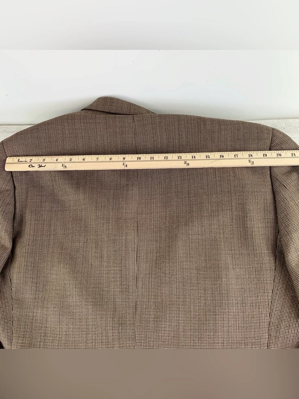 Lauren Ralph Lauren men's 44L 100% wool plaid blazer sport coat in brown